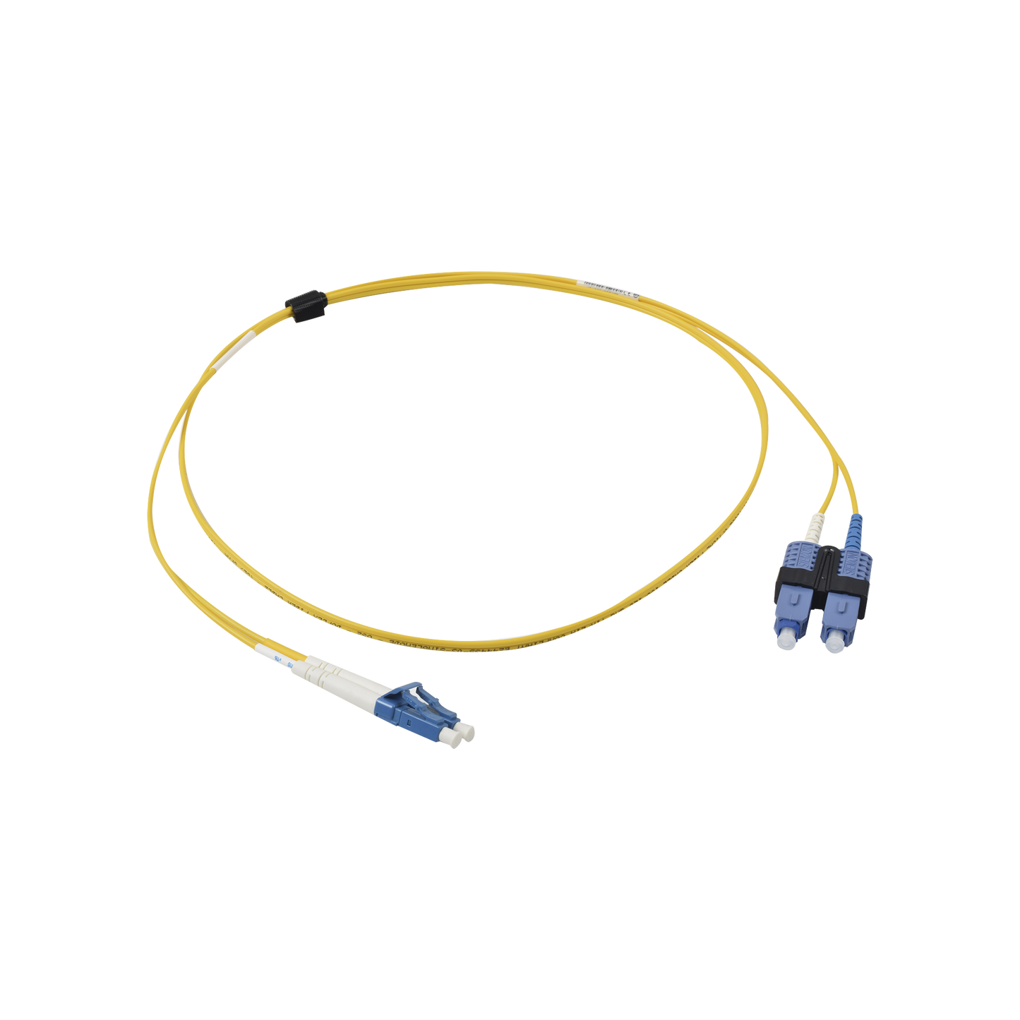 Jumper de Fibra Óptica Monomodo (OS2), XGLO, Riser, LC/UPC-SC/UPC Duplex, OFNR, Color Amarillo, 1 Metro (3.28 Pies)