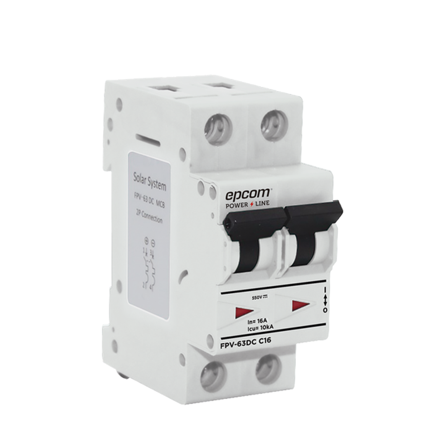 Protección Térmica/ Interruptor 2P, 32A,  Corriente Directa  800 Vcc para Aplicación Fotovoltaica Montaje Riel DIN