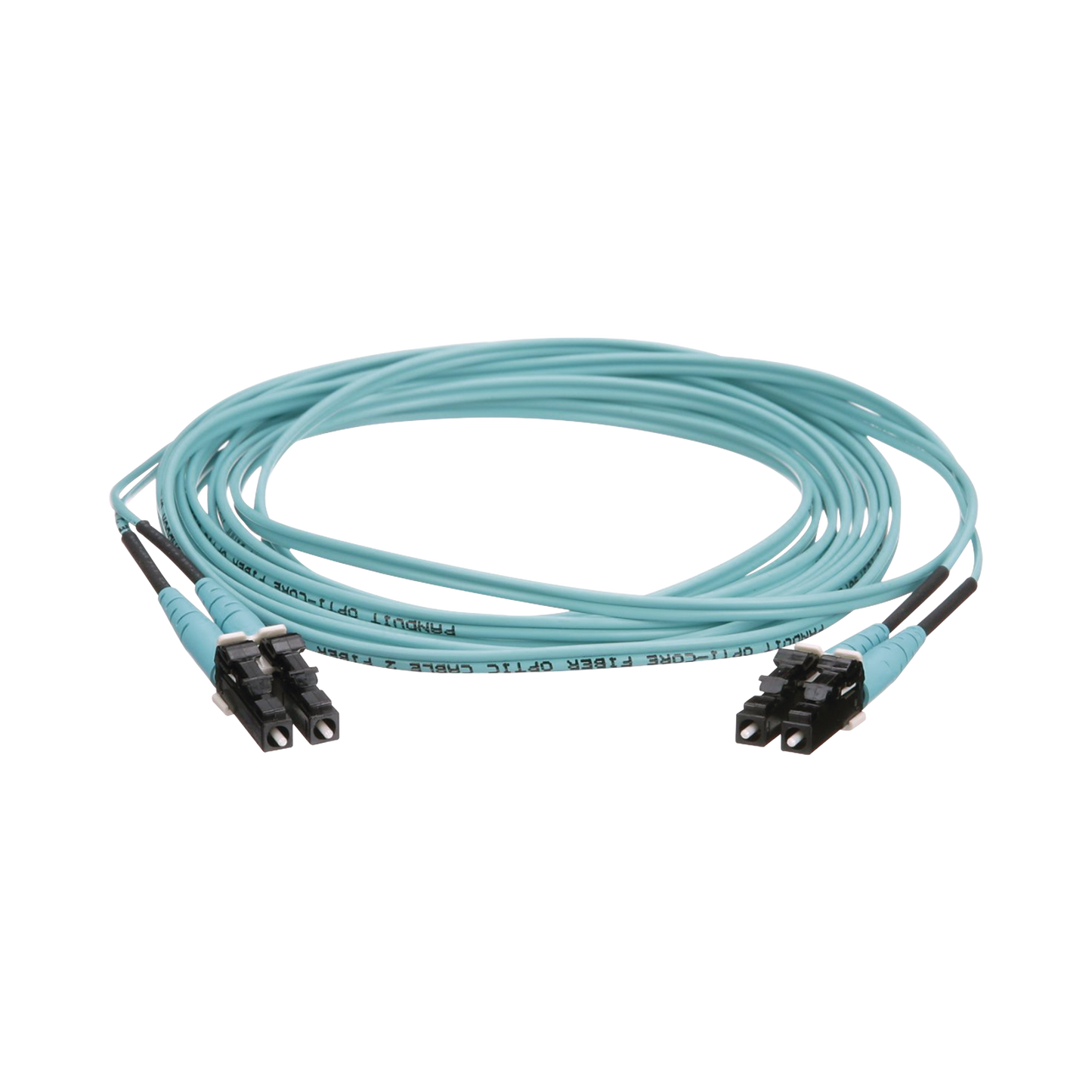 Jumper de Fibra Óptica Multimodo 50/125 OM4, LC-LC Duplex, OFNR (Riser), Color Aqua, 15 Metros (49.21 Pies)