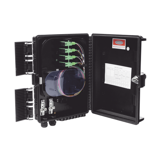 Cierre de Empalme para 24 Fusiones de Fibra Óptica, Interior/Exterior, con 16 Acopladores SC/APC y Splitter 1x16 SC/APC Incluido, IP65