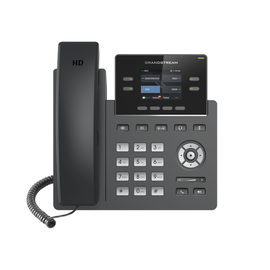 Teléfono IP Grado Operador, 4 líneas SIP, pantalla a color 2.4", PoE, codec Opus, IPV4/IPV6 con gestión en la nube GDMS