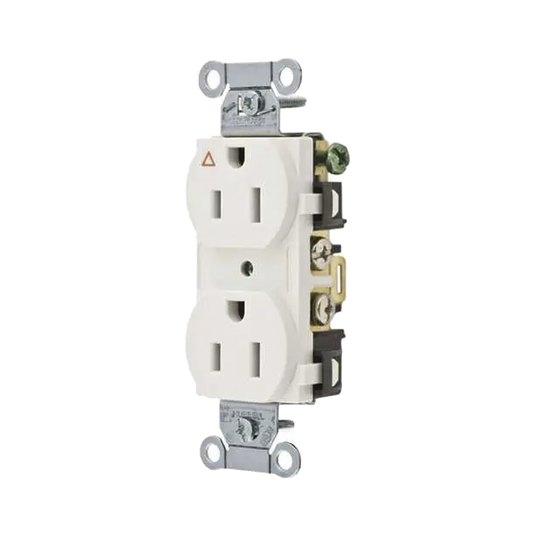 Contacto Dúplex Conexión a Tierra Aislada/ 15 A 125 V/ 2 Polos 3 Hilos/ Color Blanco/ Nema 5-15R/ Grado Comercial.