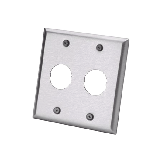 Placa de Pared Doble IndustrialNet?, Para 2 Conectores Industriales, de Acero Inoxidable