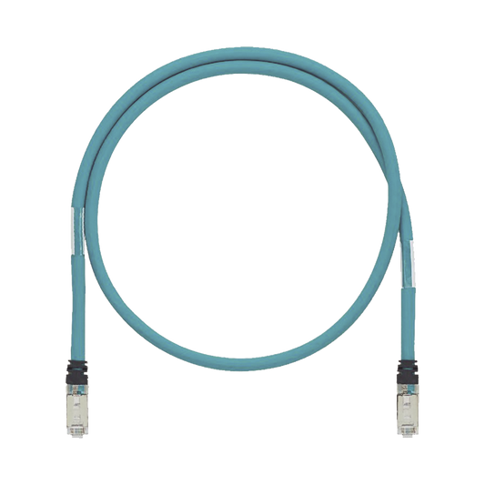 Patch Cord Cat6A de Grado Industrial 600V, Blindado SF/UTP, Calibre 26 AWG, Color Aqua, 1.5 Metros (4.92 Pies)