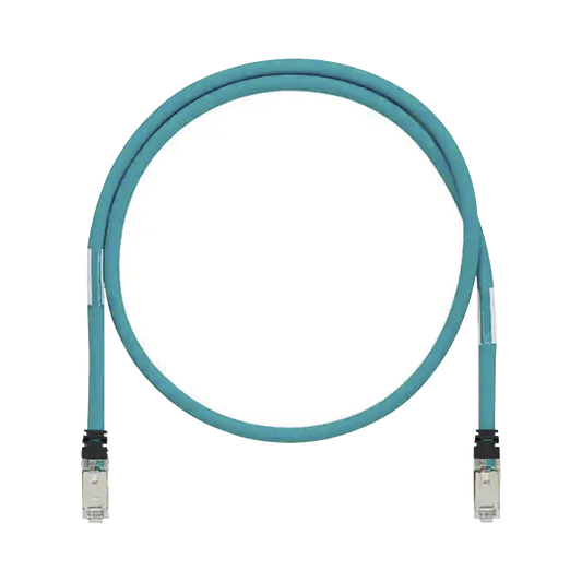 Patch Cord Cat6A de Grado Industrial 600V, Blindado SF/UTP, Calibre 26 AWG, Color Aqua, 5 Metros (16.40 Pies)