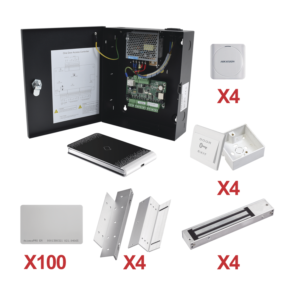 Kit de Control de Acceso con TARJETA para 4 Puertas / TODO INCLUIDO ...