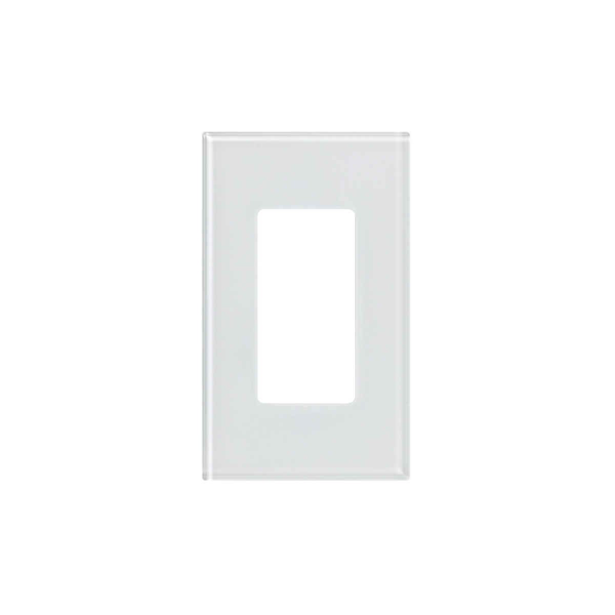 Placa frontal de cristal de 1 espacio para atenuadores, teclados y controles Pico Lutron con apertura tipo Designer, sin tornillos visibles, cristal claro con pintura blanca