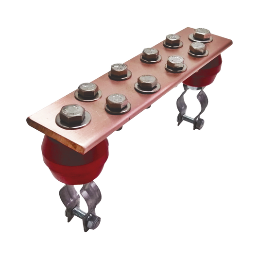 Barra Unión Torre 1000A / Cobre 100% / Compatible STZ30-45 / Aisladores Rojos / EIA-TIA-BICSI / TMGB-TGB
