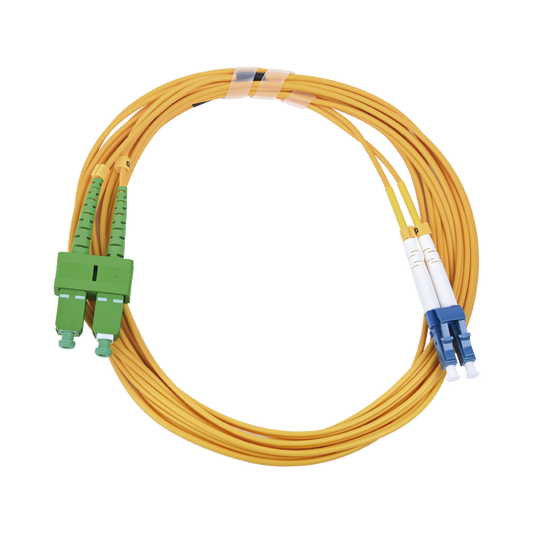 Jumper de Fibra Óptica Monomodo 9/125 LC/UPC-SC/APC, PVC, 2.0 mm, Dúplex, Amarillo, 3 Metros (9.84 Pies)