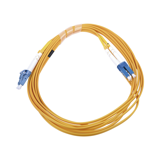 Jumper de Fibra Óptica Monomodo 9/125 LC/UPC-LC/UPC, PVC, 2.0 mm, Dúplex, Amarillo, 3 Metros (9.84 Pies)
