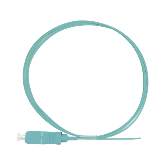 Pigtail de Fibra Óptica Simplex SC, PVC, OM3 50/125, Aqua, 1 Metro (3.28 Pies)