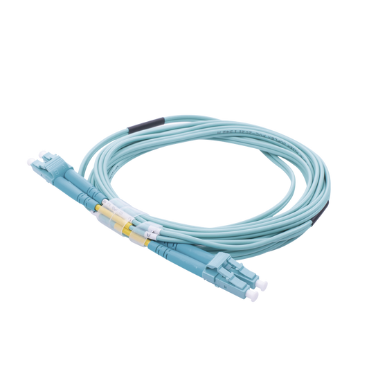 Jumper de Fibra Óptica Multimodo OM4 50/125 LC-LC OFNR (Riser), 2.0 mm, Dúplex, Aqua, 3 Metros (9.84 Pies)