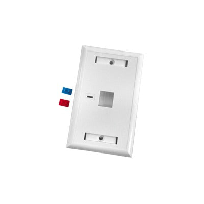 Placa de Pared de 1 Puerto, Keystone, con Espacio para Etiqueta, Color Blanco