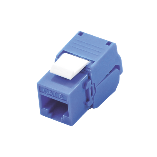 Módulo Jack Keystone Cat6 (Toolless), con Terminación en Ángulo 180 Grados Color Azul, Compatible con Faceplate y Patchpanel Linkedpro