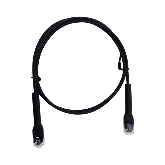 Mini Patch Cord Cat6 Ultra Slim 1 m Negro – Ahorra Espacio sin Organizadores, con Bota Flexible