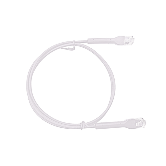 Mini Patch Cord Cat6 Ultra Slim 3 Metros (9.84 Pies) Blanco Ahorra Espacio sin Organizadores, con Bota Flexible