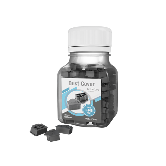 Bote con 100 protectores anti-polvo para puerto RJ45 color negro