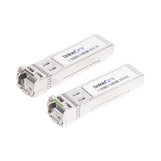 Transceptores Ópticos Bidireccionales SFP+ (Mini-Gbic) / Monomodo 1270 & 1330 nm / 10 Gbps / 10GBASE-BX / Conector LC/UPC Simplex / DDM / Hasta 5 km / 2 Piezas