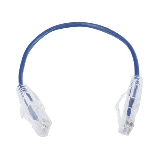 Cable de Parcheo Slim UTP Cat6 - 20 cm (7.87 Pulgadas) Azul Diámetro Reducido (28 AWG)