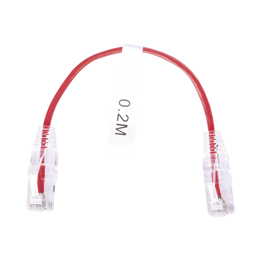 Cable de Parcheo Slim UTP Cat6 - 20 cm Rojo Diámetro Reducido (28 AWG)