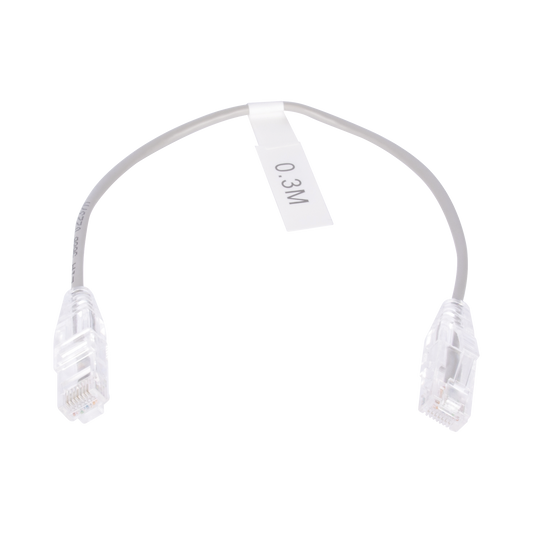 Cable de Parcheo Slim UTP Cat6 - 30 cm (11.81 Pulgadas) Gris Diámetro Reducido (28 AWG)