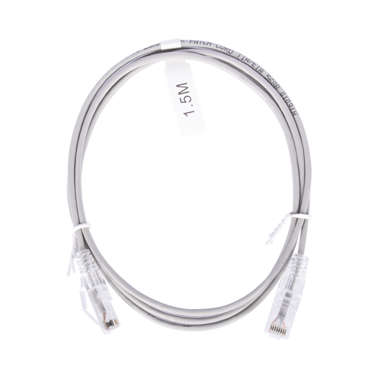 Cable de Parcheo Slim UTP Cat6 - 1.5 Metros (4.92 Pies) Gris Diámetro Reducido (28 AWG)