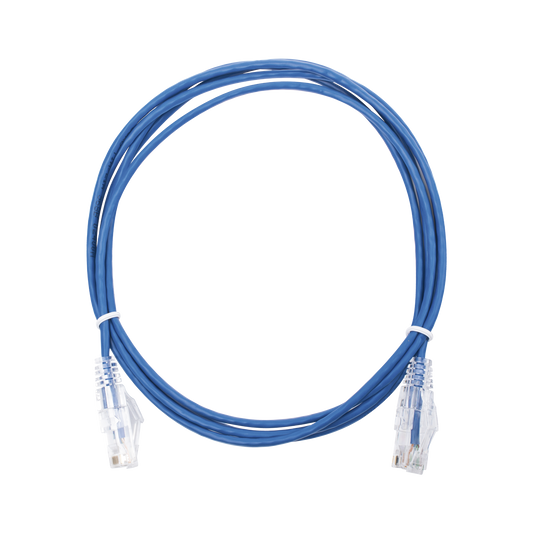 Cable de Parcheo Slim UTP Cat6 - 2 Metros (6.56 Pies) Azul Diámetro Reducido (28 AWG)