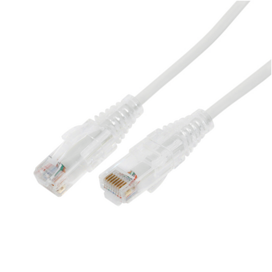 Cable de Parcheo Slim UTP Cat6A - 0.5 Metros (1.64 Pies) Blanco, Diámetro Reducido (28 AWG)