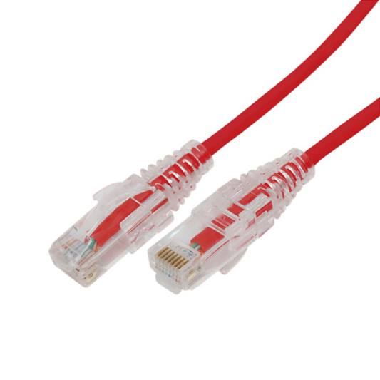 Cable de Parcheo Slim UTP Cat6A - 3 Metros (9.84 Pies) Rojo, Diámetro Reducido (28 AWG)