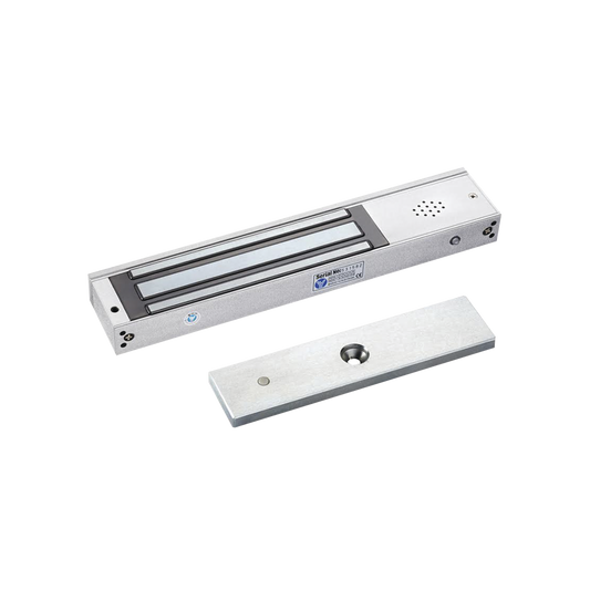 Chapa magnética 600Lb con  Buzzer de alarma de puerta mantenida abierta / LED indicador de estado /  Sensor de estado de placa/ Libre de Magnetismo Residual