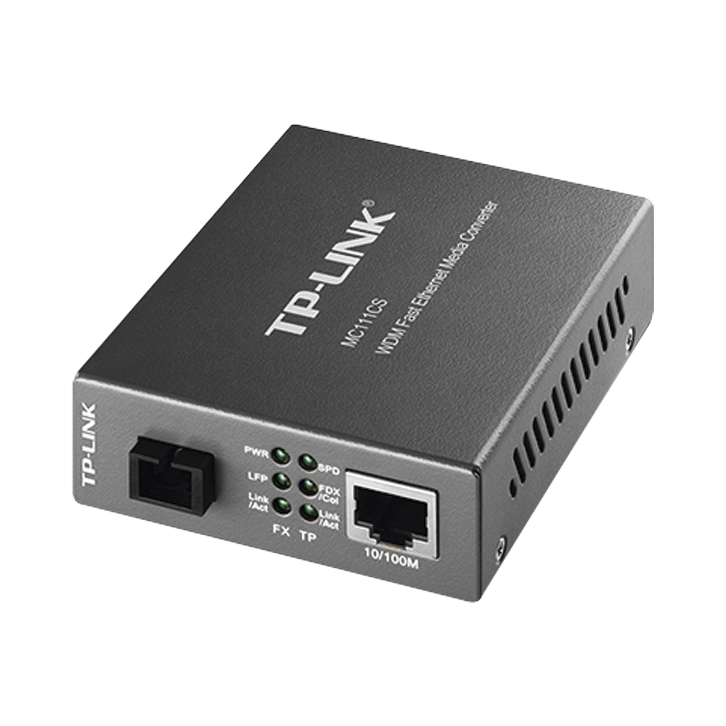 Convertidor Fibra Óptica WDM Monomodo / 1 puerto RJ45 10/100 Mbps / 1 puerto SC/UPC 100 Mbps /  Hasta 20 Km / Para su Funcionamiento Requiere el Modelo MC112CS / Plug and Play