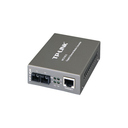 Convertidor Fibra Óptica Monomodo / 1 Puerto RJ45 10/100/1000 Mbps / Puerto Fibra Óptica SC 1000 Mbps / Hasta 20 Km / Plug and Play