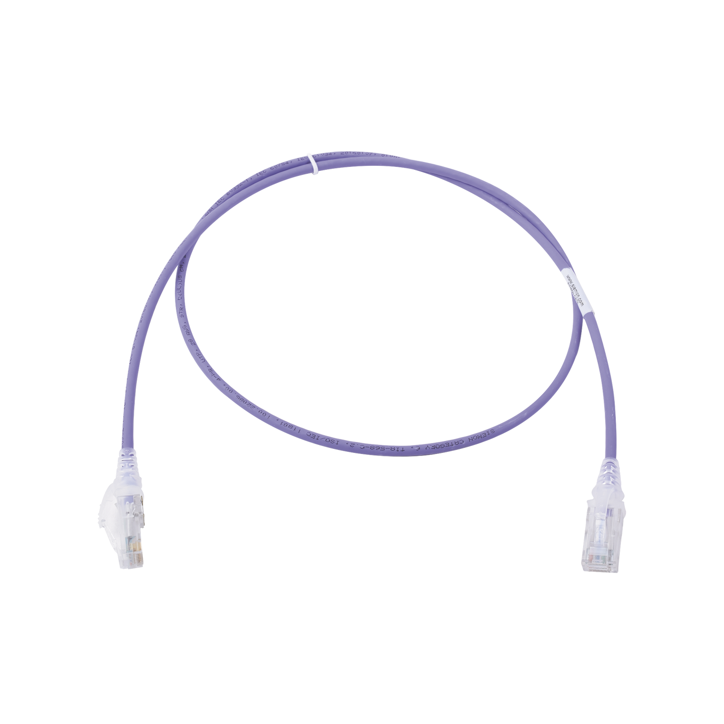 Patch Cord MC6 Modular Cat6 UTP, CM/LS0H, 3ft, Color Violeta, Diámetro Reducido (28AWG), Versión Bulk (Sin Empaque Individual)
