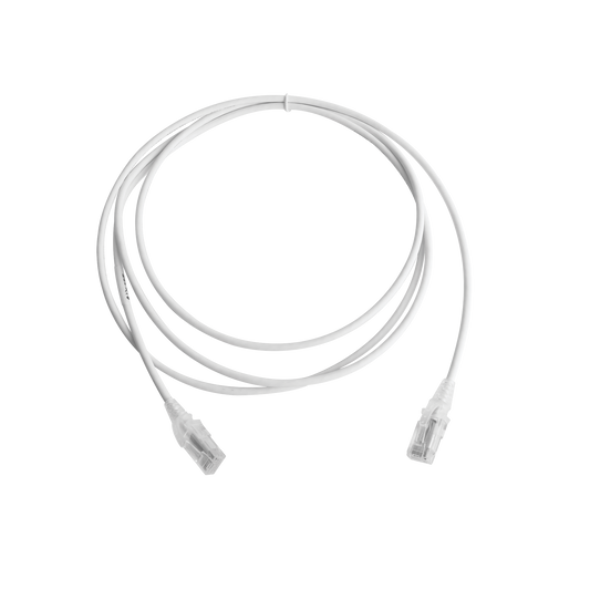Patch Cord MC6 Modular Cat6 UTP, CM/LS0H, 2.13 Metros (7 Pies), Color Blanco, Diámetro Reducido (28AWG), Versión Bulk (Sin Empaque Individual)