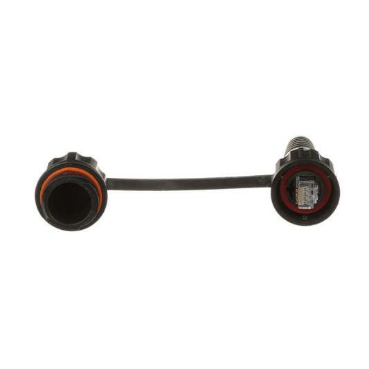 Conector Plug RJ45 de Uso Industrial Blindado, Categoría 5e, 24AWG, con Tapa Protectora, Protección IP67