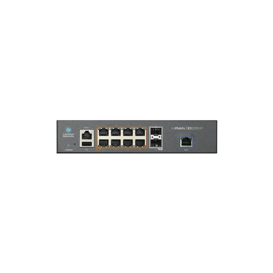 Switch cnMatrix EX2010-P capa 3 de 10 puertos(8 PoE Gigabit 802.3af/at, 2 SFP, 1 consola, 1 MNGMT, 1 USB)  administración desde la Nube (MX-EX2010PXA-U)