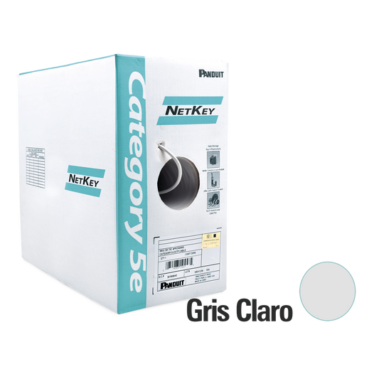Bobina de Cable UTP 305 Metros (1000 Pies) de Cobre, NetKey, Gris Claro, Categoría 5e (24 AWG), PVC (CM), de 4 Pares