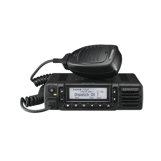 Radio móvil VHF 136-174 MHz, Digital NXDN-DMR-Análogo, 512 Canales, 50 W, GPS, Bluetooth, Cancelación de ruido. Incluye accesorios