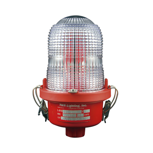 Luz de Obstáculo FAA Tipo L-810 / LED Rojo e Infrarrojo / Intensidad Baja / Consumo 12W / 120-240V AC / Intensidad 32.5 CD / Haz Vertical 10° / Cobertura 360° / Base Valox™ / IP65