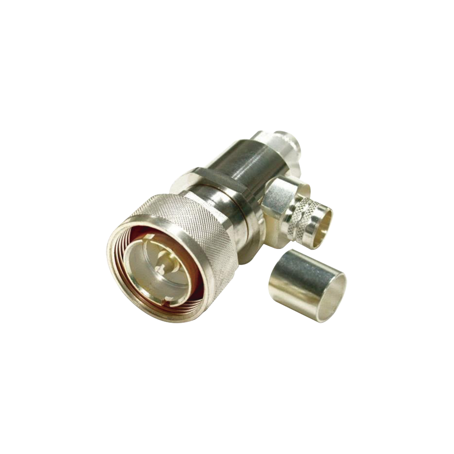 Conector DIN 7-16 Macho tipo COMBO, Recto o Ángulo Recto, de Anillo para LMR-600, Plata/ Plata/ Teflón.