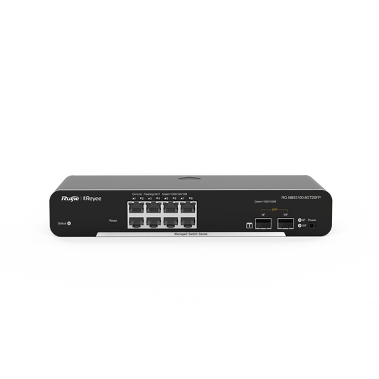 Switch Administrable PoE Capa 2 con 8 puertos Gigabit PoE 802.3af/at + 2 SFP para fibra 1Gb, gestión gratuita desde la nube, 125w