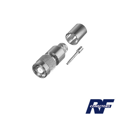 Conector TNC Macho Inverso, Anillo Plegable para ensamblar en cables RG-8/U, LMR-400, Niquel, Oro, Teflón