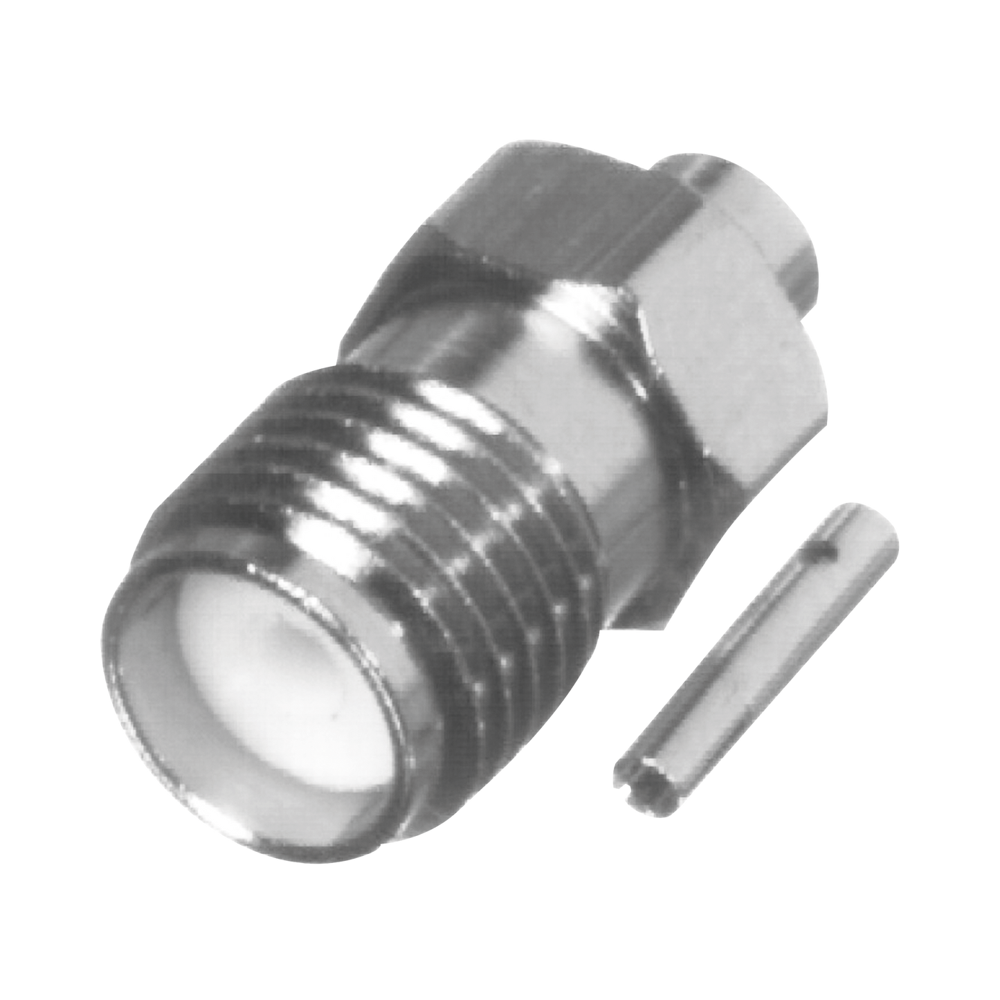 Conector SMA Hembra en Línea para Cable Semi-Rígido de 0.047" de Diámetro, Grupo SR0, Oro/ Oro/ Teflón.