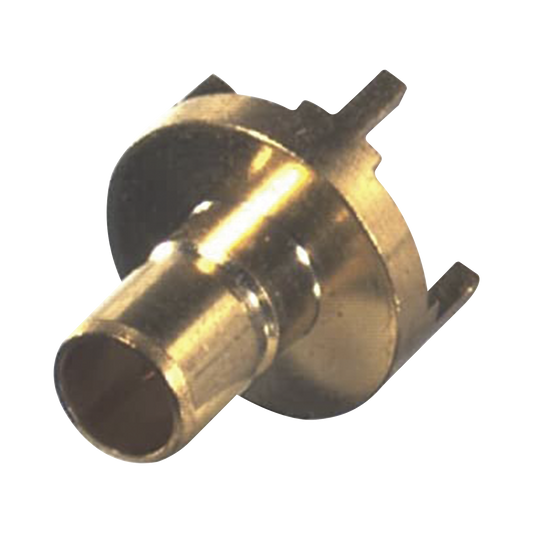 Conector SMB Jack (PIN Macho) Montaje Vertical para PCB, Base Redonda, 75 Ohm, Oro/ Oro/ Teflón.