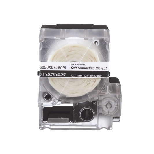 Casete de 200 Etiquetas Autolaminadas de 25.4 x 38.1 mm (1 x 1.5 Pulgadas), para Cables de 3.1 a 7 mm (0.12 a 0.28 Pulgadas) de Diámetro, Área de Impresión Color Blanco