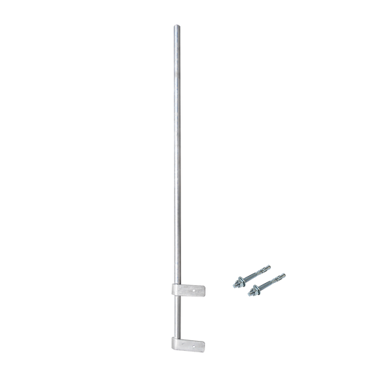 Mástil Liviano de Pared de 1.5 m (Diam. 1-1/4") con Cejas de Fijación  Soldadas, ¡No se gira! Incluye Taquetes para instalación.