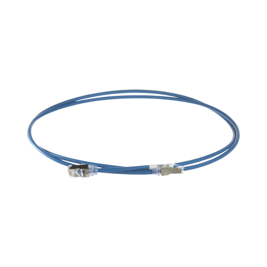 Patch Cord Cat6A, Diametro Reducido 28 AWG, Blindado S/FTP, CM/LS0H, 0.20 Metros (0.66 Pies), Color Azul