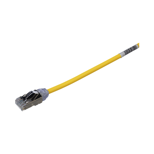 Patch Cord Cat6A, Diametro Reducido 28 AWG, Blindado S/FTP, CM/LS0H, 20 cm (7.87 Pulgadas), Color Amarillo