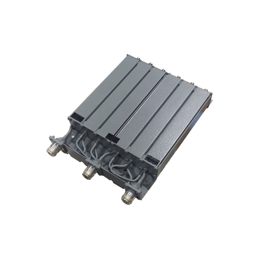 Duplexer SYSCOM en UHF, 6 Cav. 470-490 MHz, 50 Watt, 5 MHz Sep. Rechazo de Banda, N Hembras.