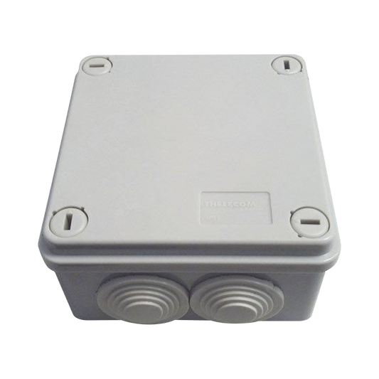 Caja Tipo Estanca IP55, con 6 Entradas, Tapa y Tornillo de Vuelta de 1/4, 100 x 100 x 50 mm (3.94 x 3.94 x 1.97 Pulgadas), Color Gris